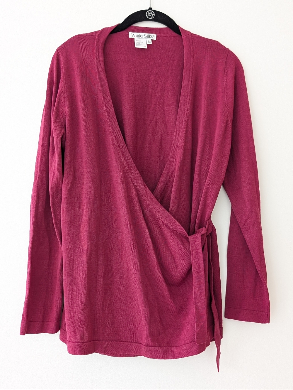 Wintersilks fuschia wrap sweater silk cotton blend size M